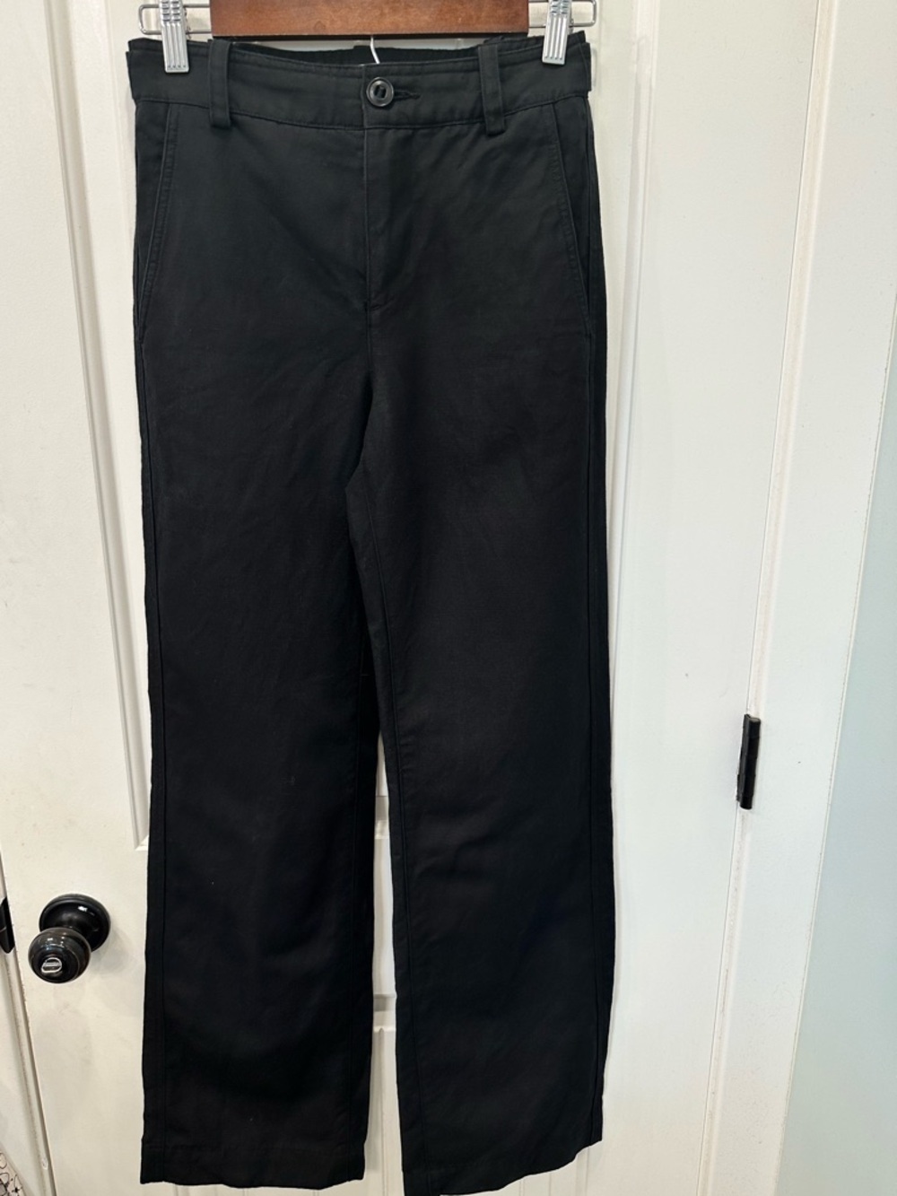 Vince Black Linen Cotton High Rise Straight Wide Leg Pants Size 0